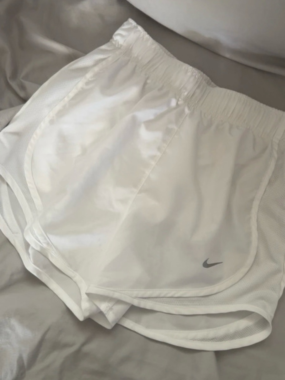 Nike White Women's Running Shorts with Reflective Swoosh